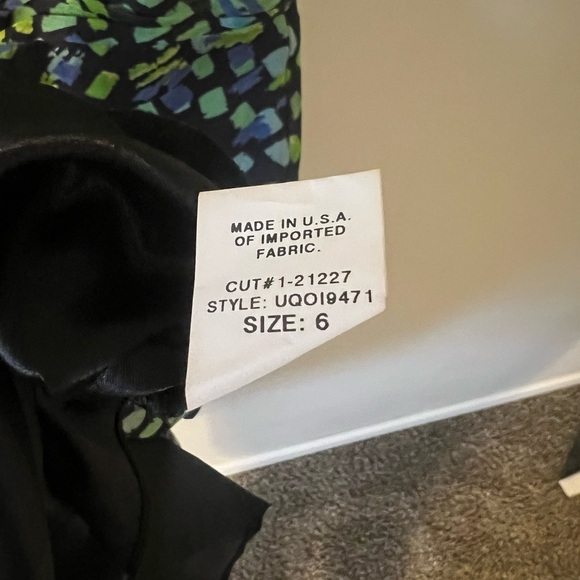 David Meister Sleeveless Abstract Blue Green Ruched Sheath Dress 6 - Picture 6 of 10